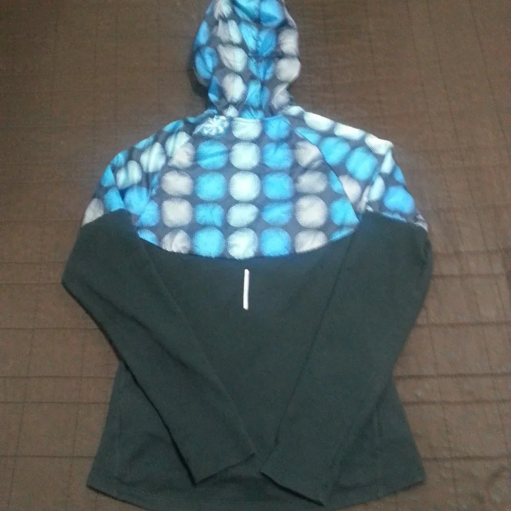 Nike Jacket Windrbreaker Running Dri Fit Hooded Women's Small Black Blue - Picture 2 of 12